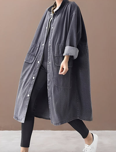 Jacinda - Chaqueta vaquera oversized con cuello alto para mujer