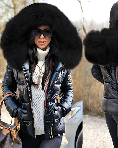 Jessica - Brillante Chaqueta de Plumas con Capucha para Mujeres
