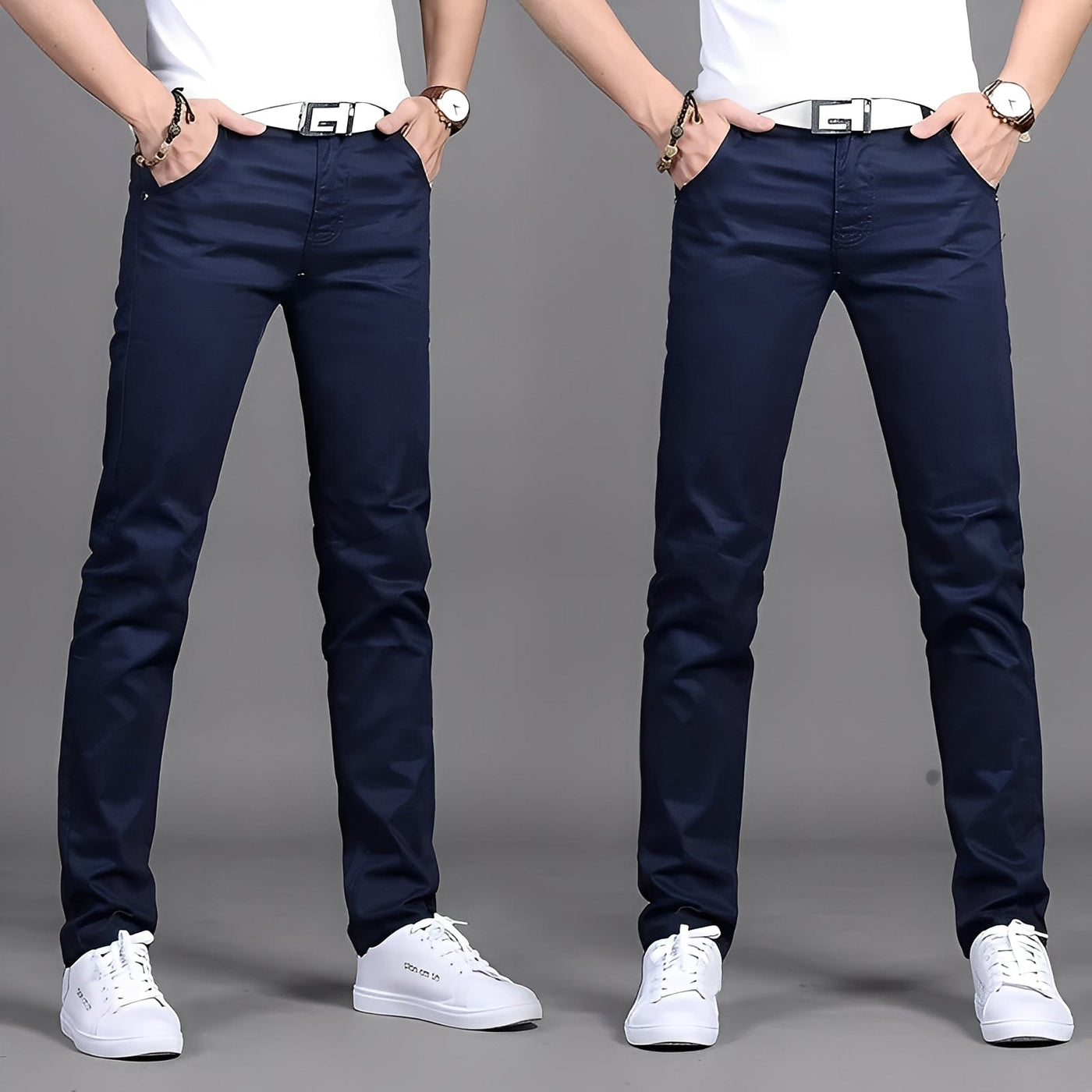 Russell - Pantalón chino casual ajustado para hombres