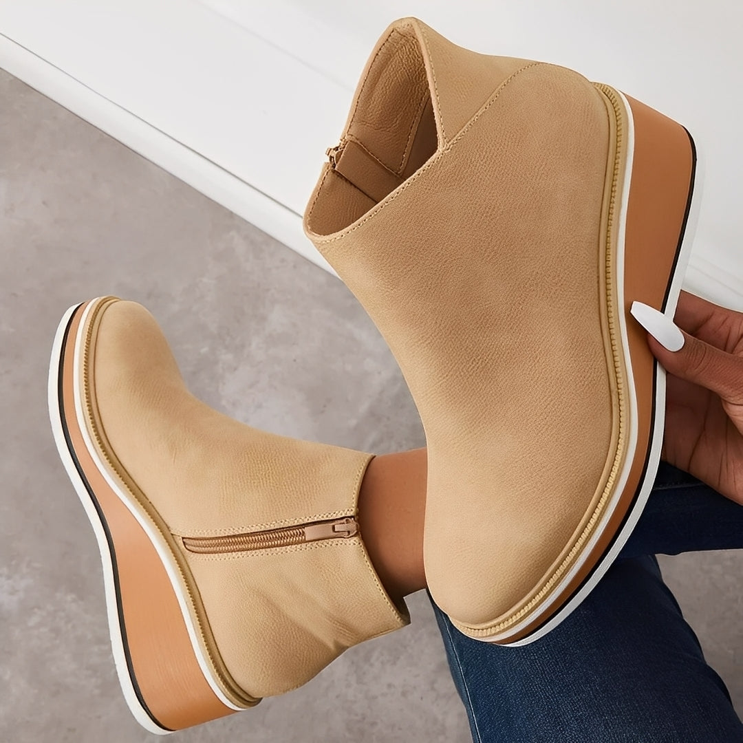 Sorrel - Botas de cuero casuales con cremallera para mujer