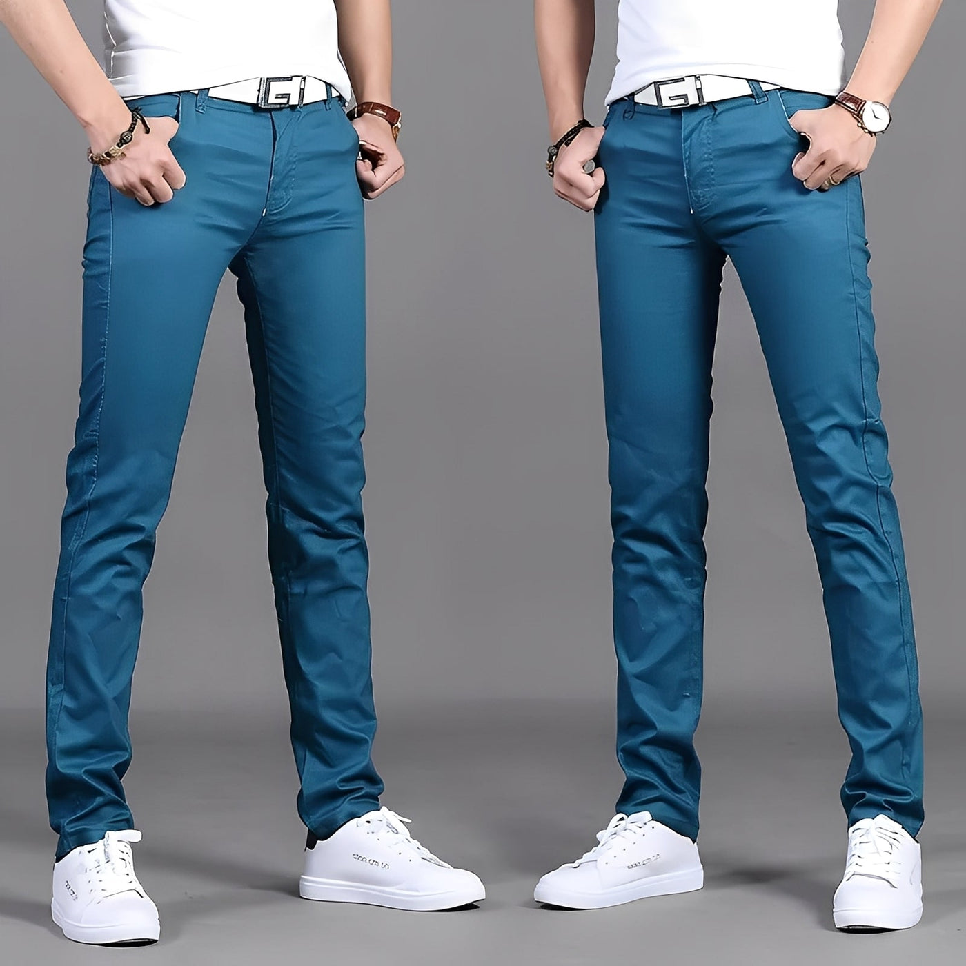 Russell - Pantalón chino casual ajustado para hombres