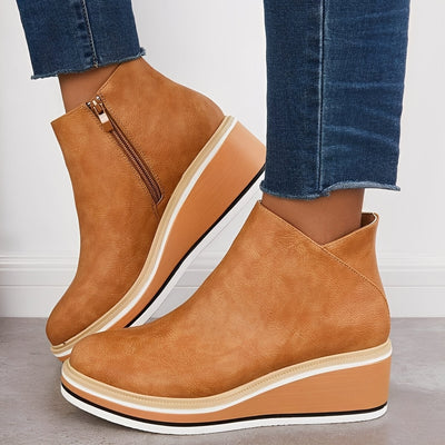 Sorrel - Botas de cuero casuales con cremallera para mujer