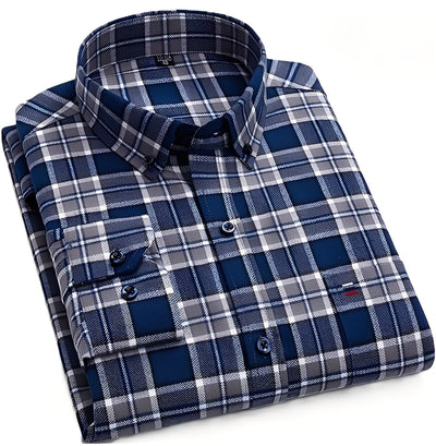 Nikolas - Camisa de algodón a cuadros informal para hombres