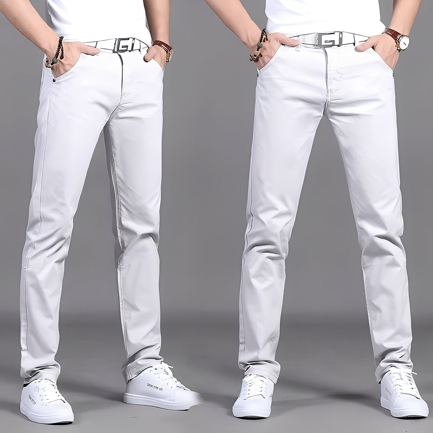 Russell - Pantalón chino casual ajustado para hombres