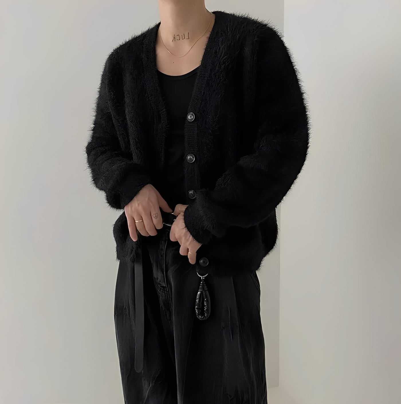 Merton - Cardigan de punto casual, casual de lana para hombres