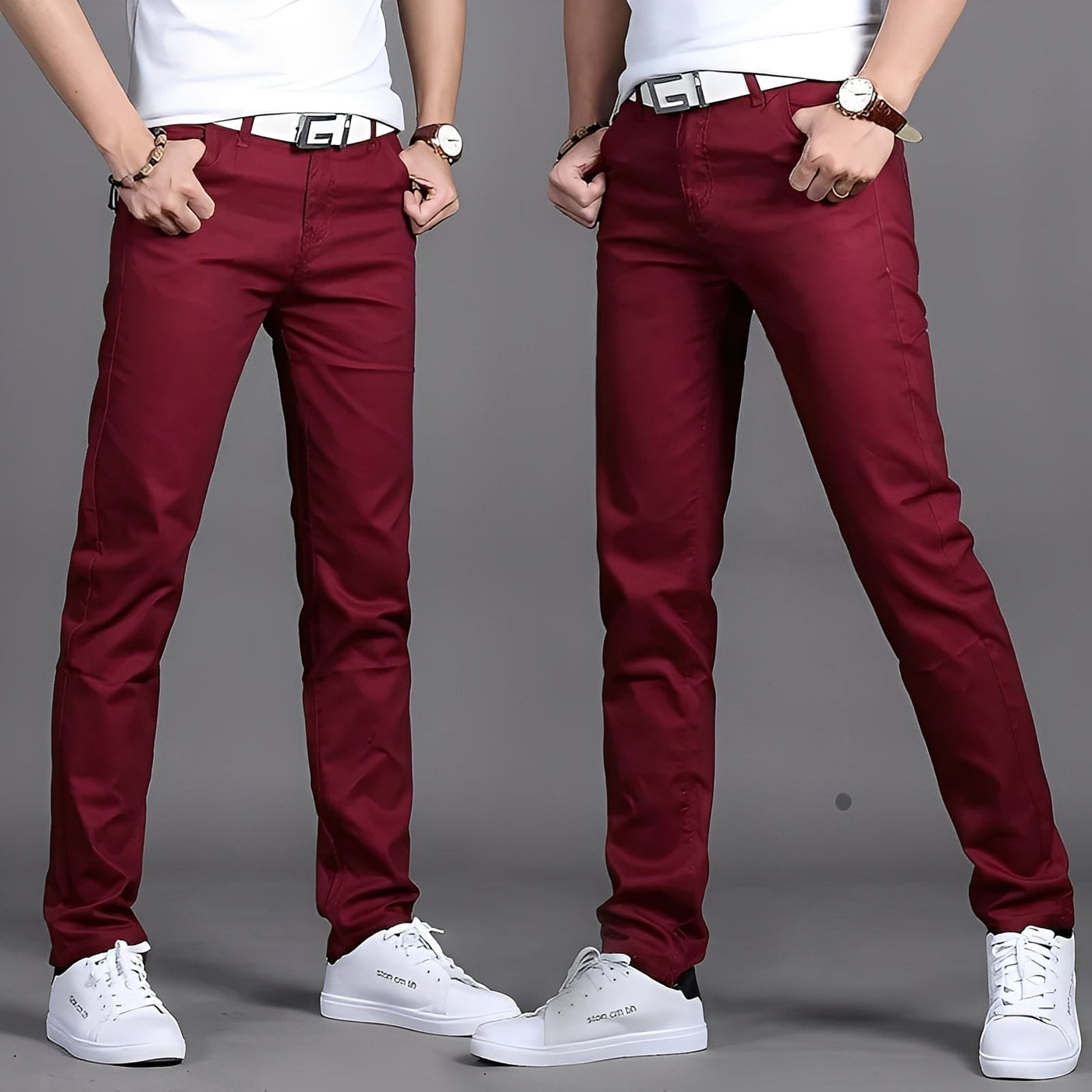 Russell - Pantalón chino casual ajustado para hombres