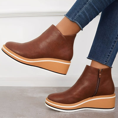 Sorrel - Botas de cuero casuales con cremallera para mujer