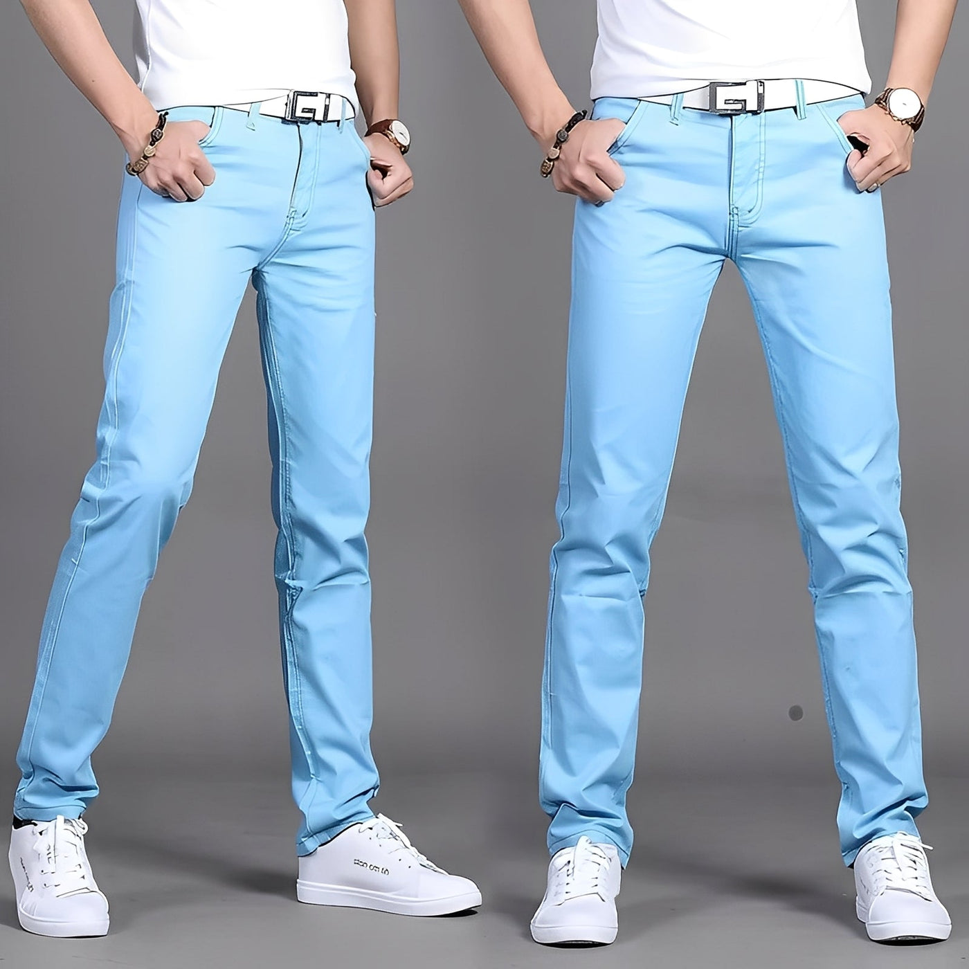 Russell - Pantalón chino casual ajustado para hombres