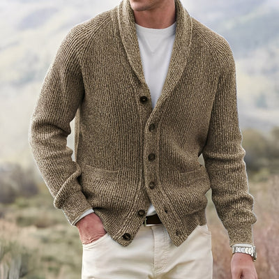Micheal - Cardigan clásico con solapa ancha para hombres
