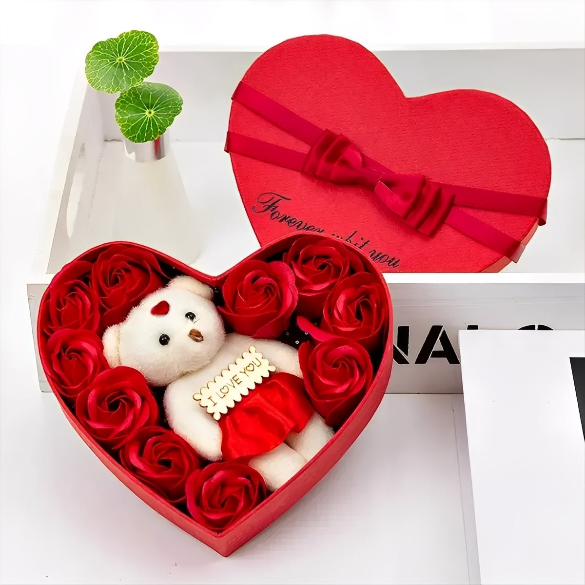 Heartley - Oso de Rosas Regalo en Forma de Corazón para San Valentín