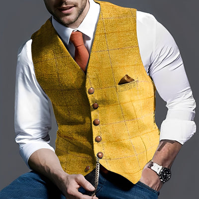 Arnold - Elegante, chaleco ajustado con patrón de cuadros para hombres