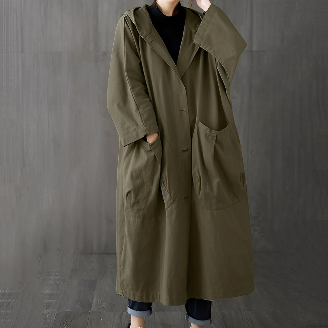 Myranda - Trenchcoat moderno con bolsillos para mujer