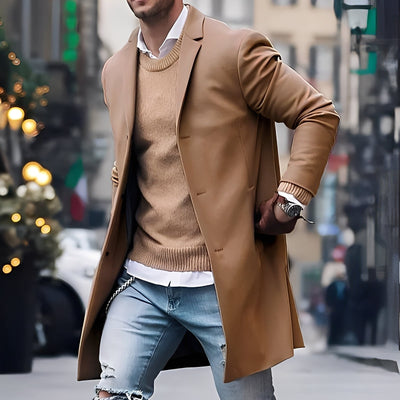 Landen - Elegante gabardina con cuello de solapa para hombres