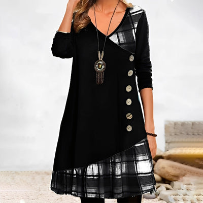 Shawnee - Vestido casual de retazos con cuadros para mujeres