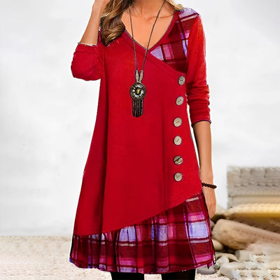 Shawnee - Vestido casual de retazos con cuadros para mujeres