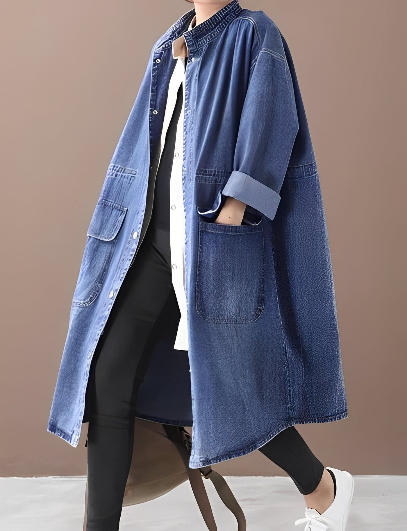 Jacinda - Chaqueta vaquera oversized con cuello alto para mujer