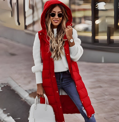 Brenna - Elegante larga chaqueta de plumas para mujeres