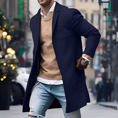 Landen - Elegante gabardina con cuello de solapa para hombres