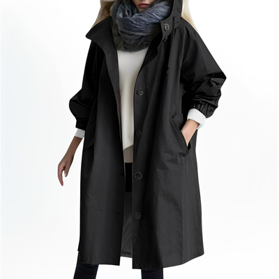 Shawna - Larga, impermeable chaqueta con capucha para mujeres