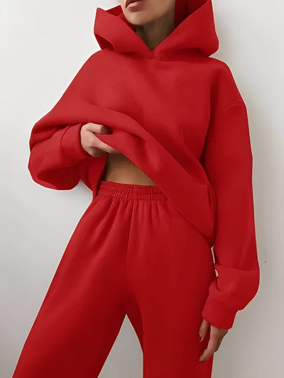 Adelia – Conjunto de Hoodie Unicolor