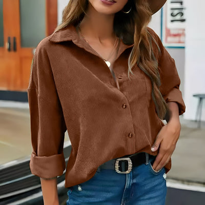 Everly - Camisa de pana holgada y casual para mujer