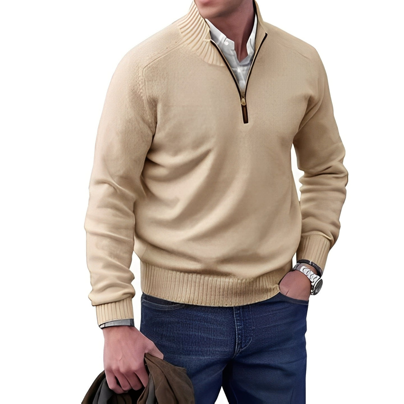 Merrill - Suéter de lana casual con cremallera para hombres