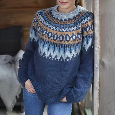 Arline - Suéter Jacquard en estilo islandés para mujeres