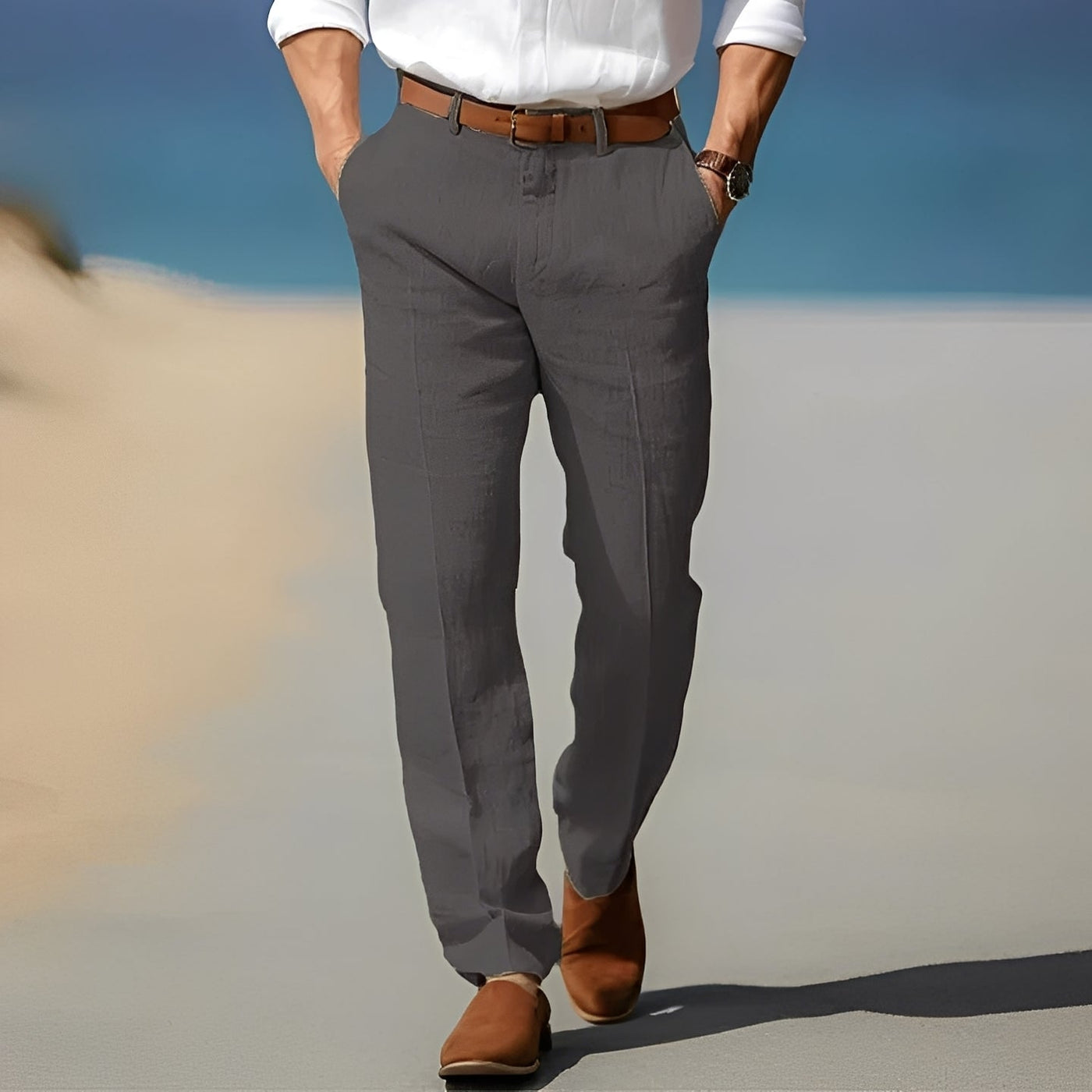 Trent - Casual, elegante pantalón de lino para hombres