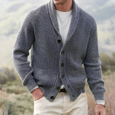 Micheal - Cardigan clásico con solapa ancha para hombres