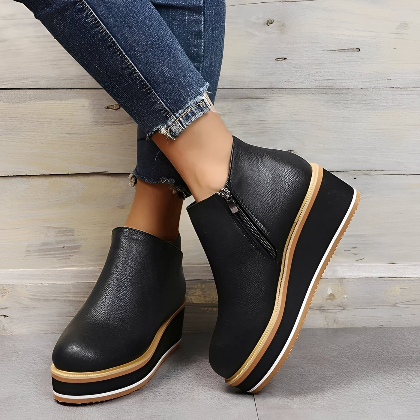 Sorrel - Botas de cuero casuales con cremallera para mujer