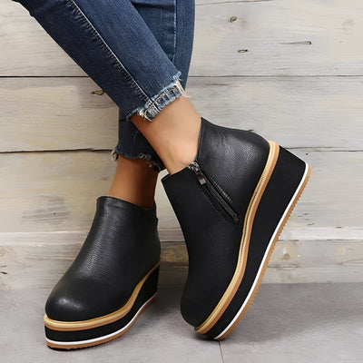 Sorrel - Botas de cuero casuales con cremallera para mujer