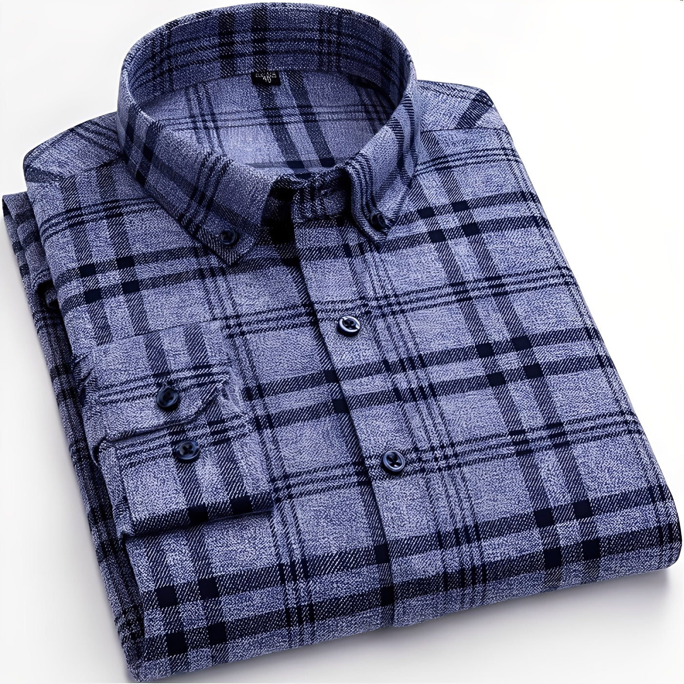 Nikolas - Camisa de algodón a cuadros informal para hombres