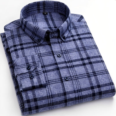 Nikolas - Camisa de algodón a cuadros informal para hombres