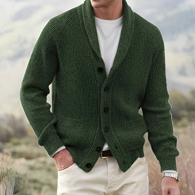 Micheal - Cardigan clásico con solapa ancha para hombres