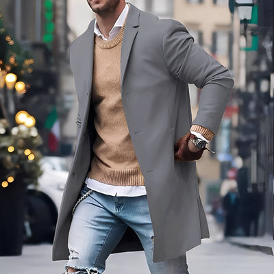 Landen - Elegante gabardina con cuello de solapa para hombres