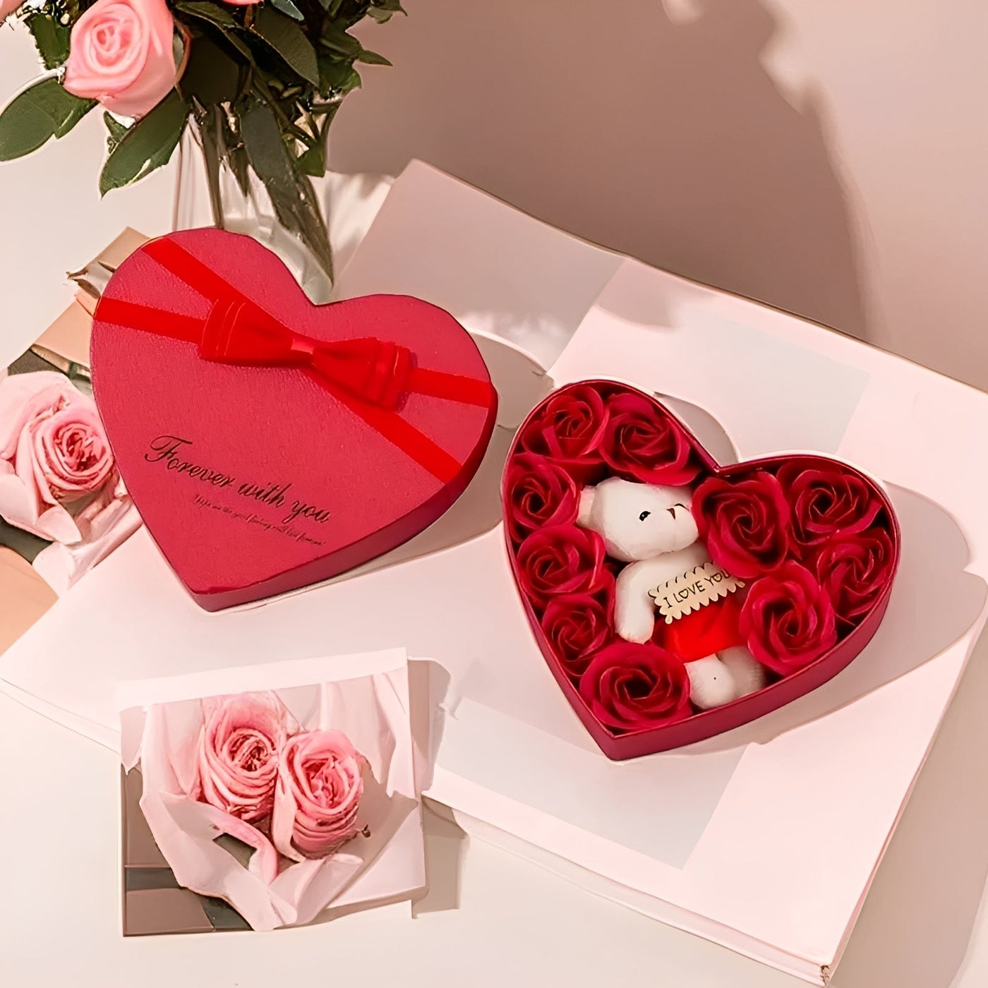 Heartley - Oso de Rosas Regalo en Forma de Corazón para San Valentín