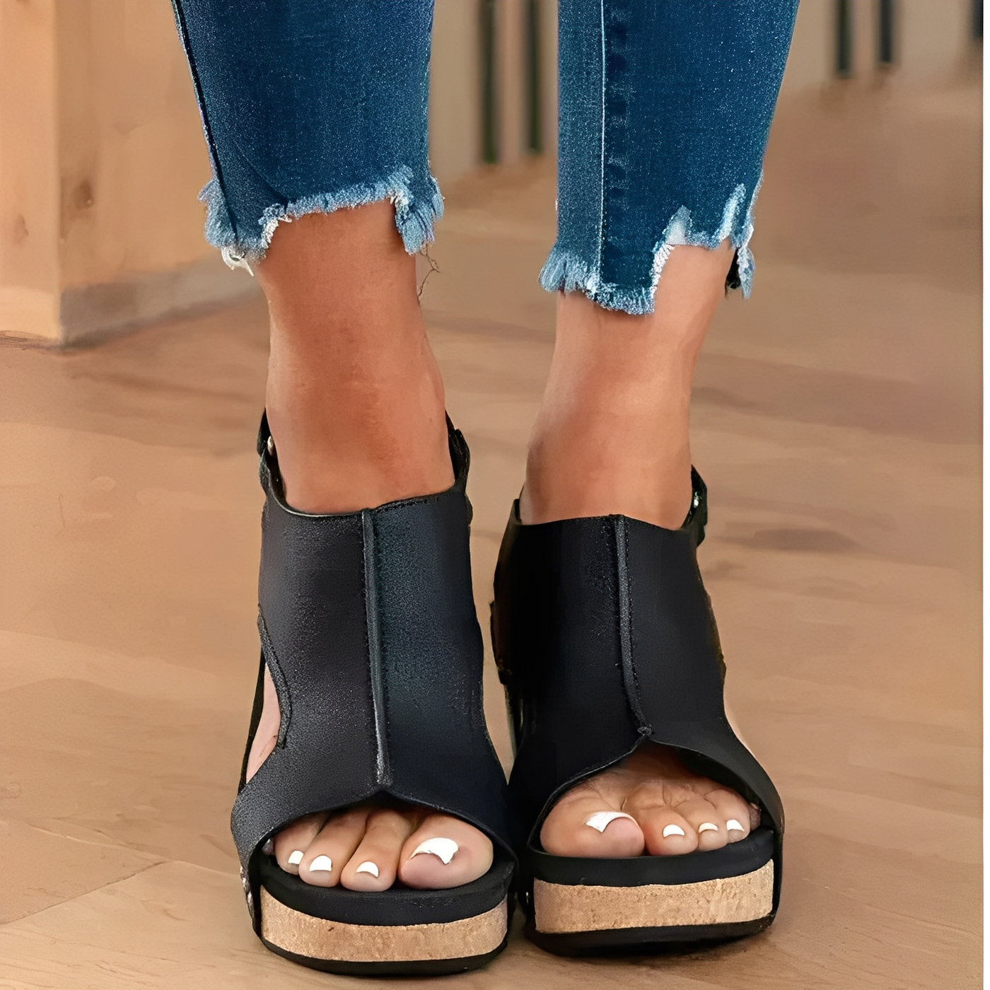 Mira - Sandalias de Cuña Dedos Abiertos Diseño Cómodo