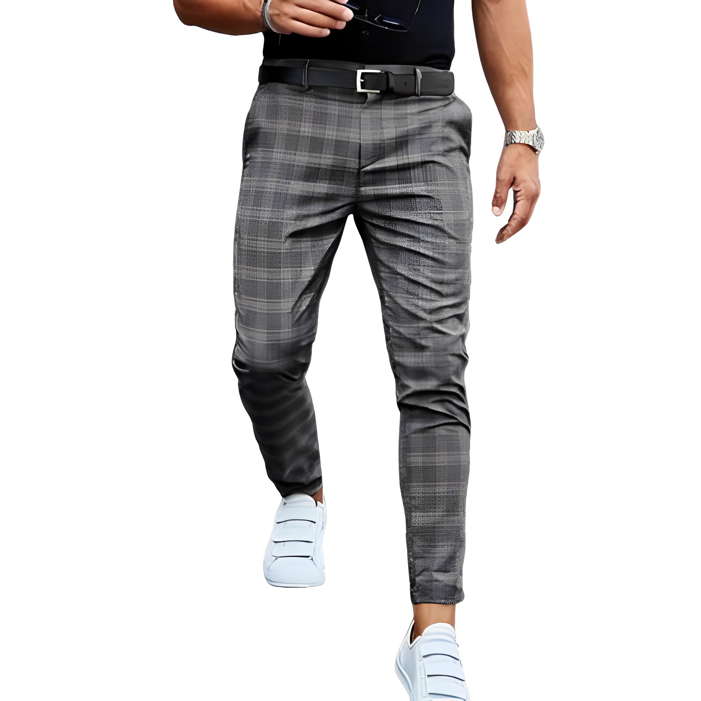 Deacon - Pantalones Casuales Ajustados con Cuadros para Hombres