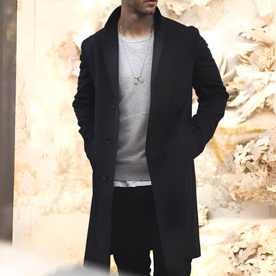 Landen - Elegante gabardina con cuello de solapa para hombres