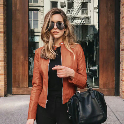 Amber - Chaqueta de Cuero Ecológico para Mujer