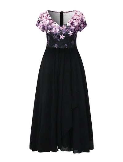 Mauricia - Vestido midi de encaje elegante con diseño floral