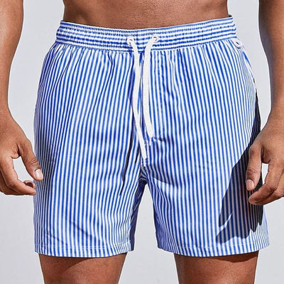 Albi - Hombres Pantalones Cortos de Baño de Secado Rápido Pantalones Cortos de Tabla a Rayas