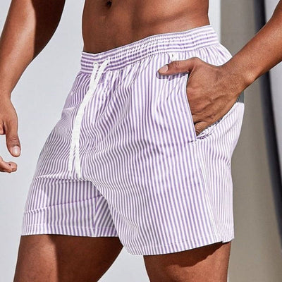 Albi - Hombres Pantalones Cortos de Baño de Secado Rápido Pantalones Cortos de Tabla a Rayas