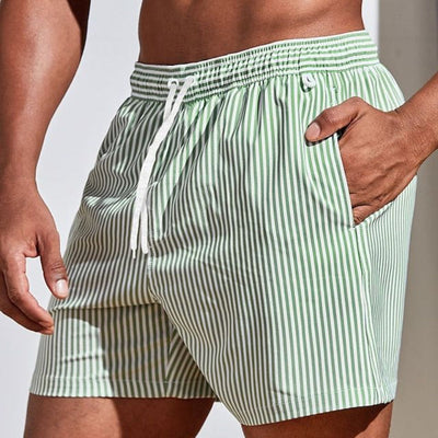 Albi - Hombres Pantalones Cortos de Baño de Secado Rápido Pantalones Cortos de Tabla a Rayas