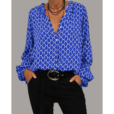 Meriva - Blusa suelta con cuello en V y botones para mujer