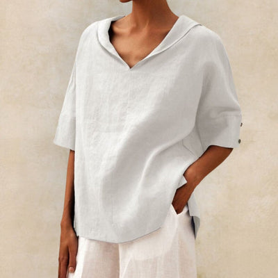 Mel - Camisa de Lino con Escote en V