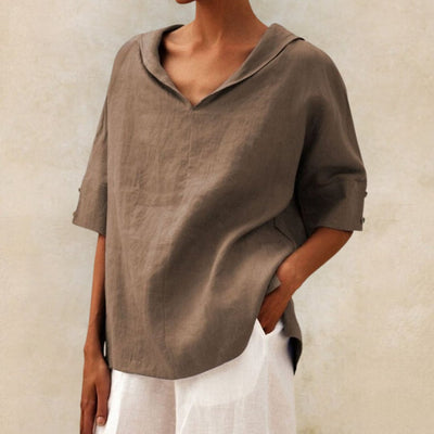 Mel - Camisa de Lino con Escote en V