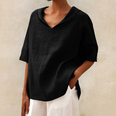 Mel - Camisa de Lino con Escote en V