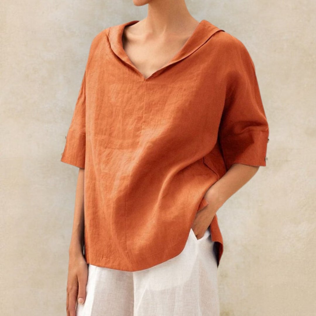 Mel - Camisa de Lino con Escote en V