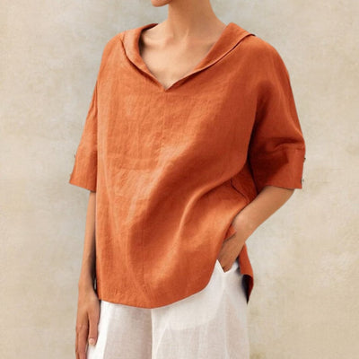 Mel - Camisa de Lino con Escote en V